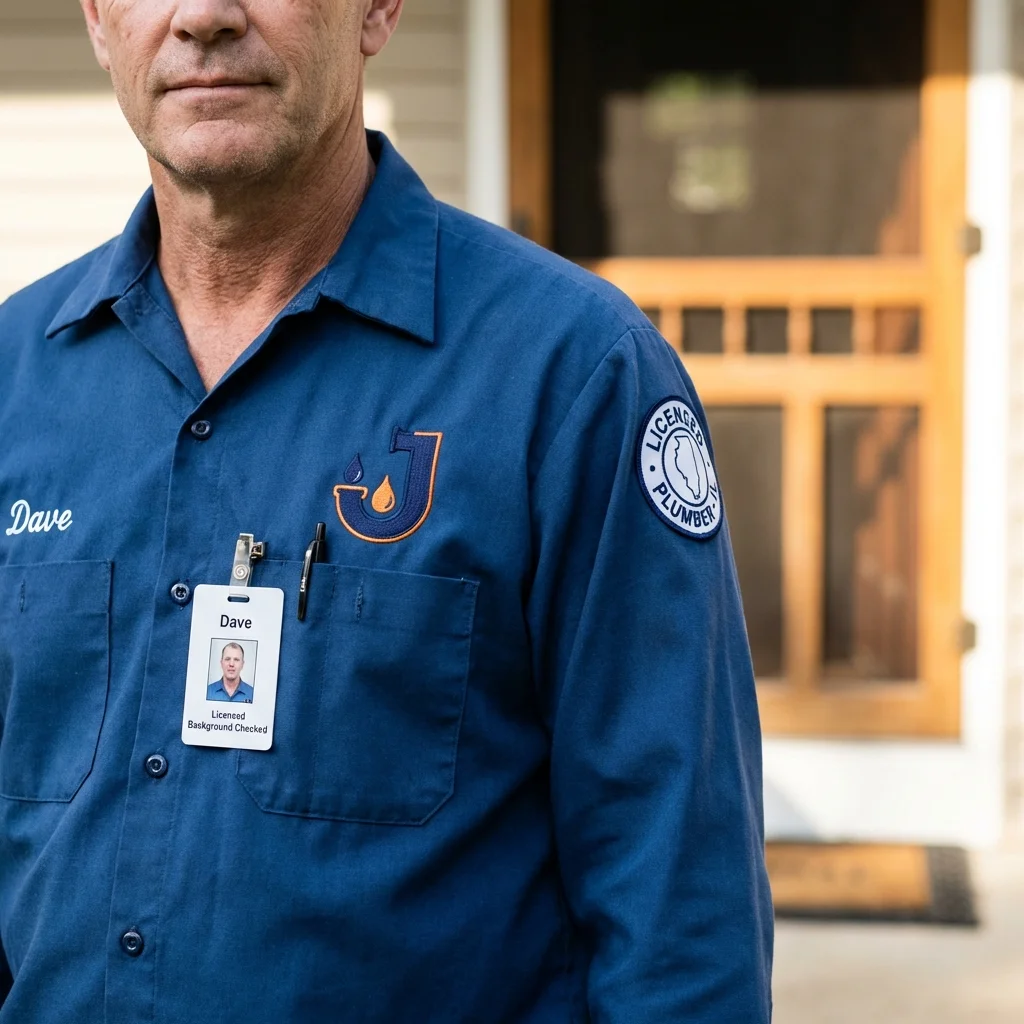 Licensed plumber showing ID badge in Port Orange, FL