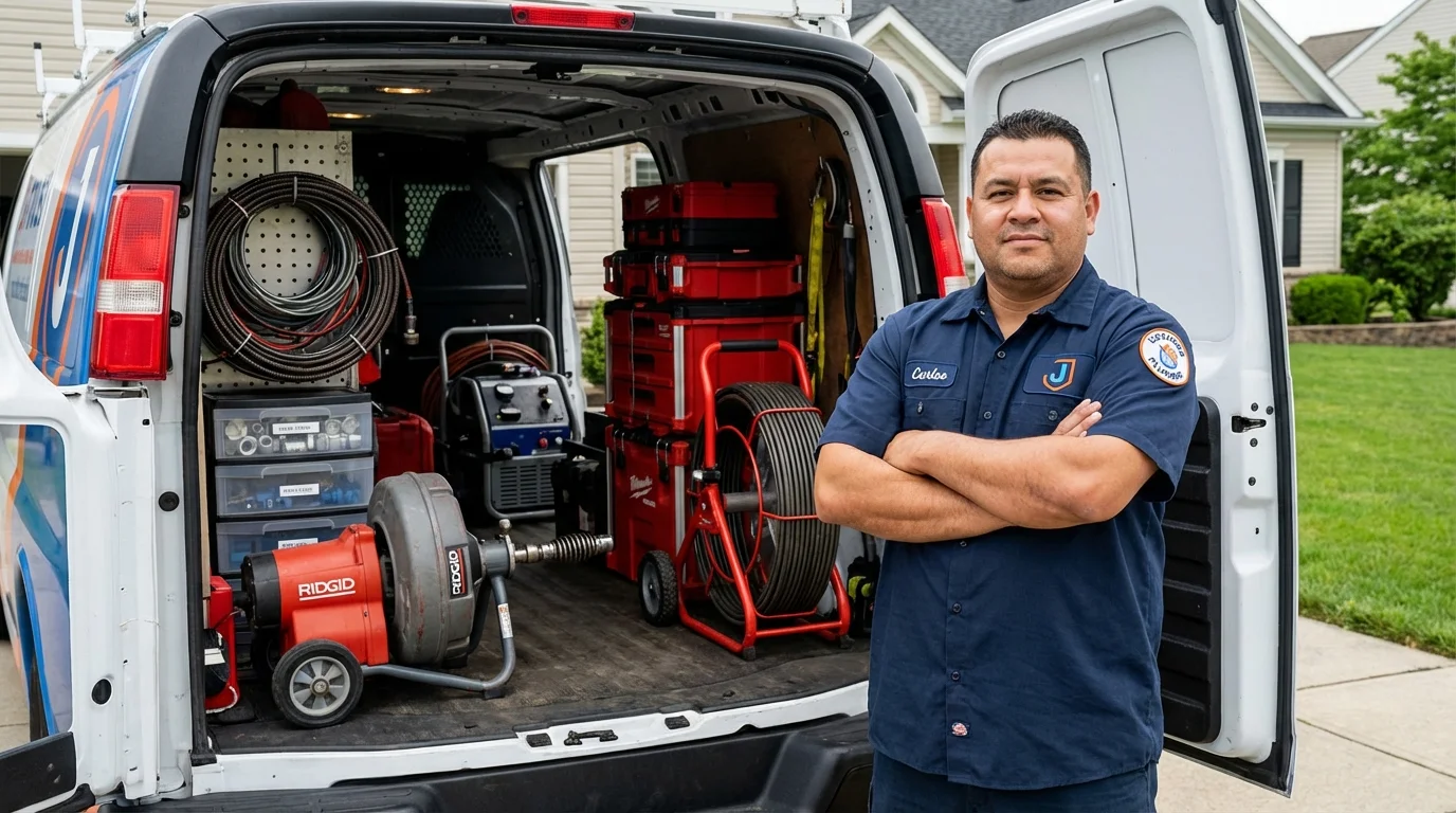 Professional drain cleaning equipment and Johns Plumbing LLC plumber in Port Orange