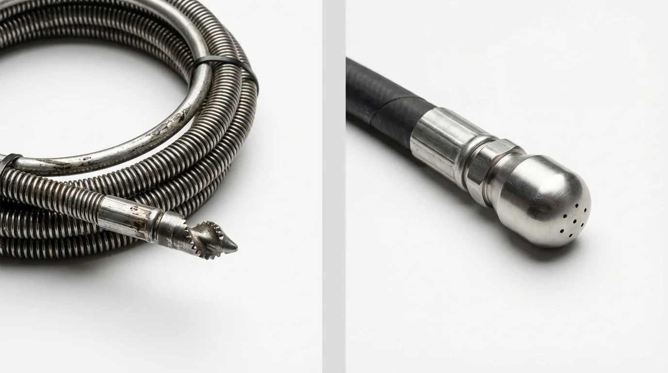 Drain snake cable and hydro jetting nozzle used for drain cleaning in Port Orange, FL