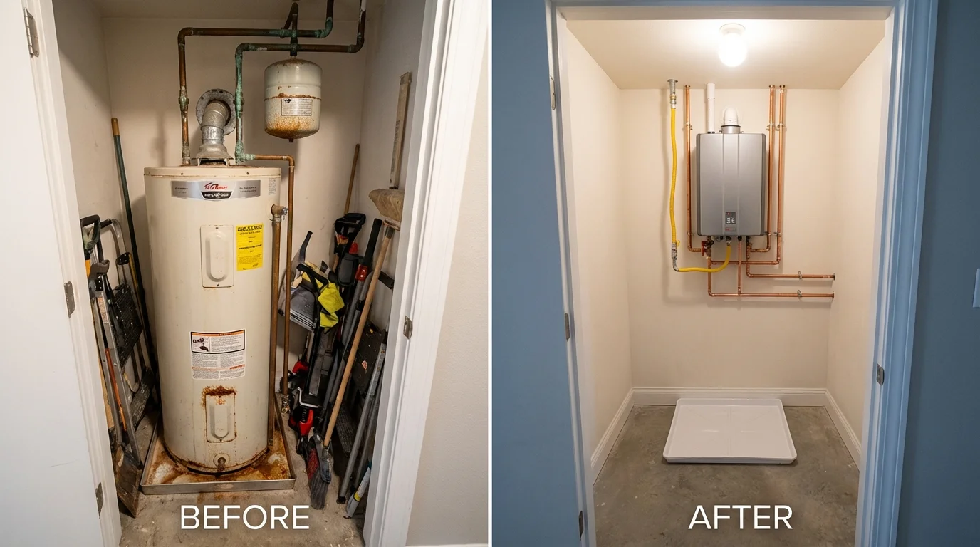 Tank water heater versus wall-mounted tankless unit comparison for Port Orange, FL homeowners