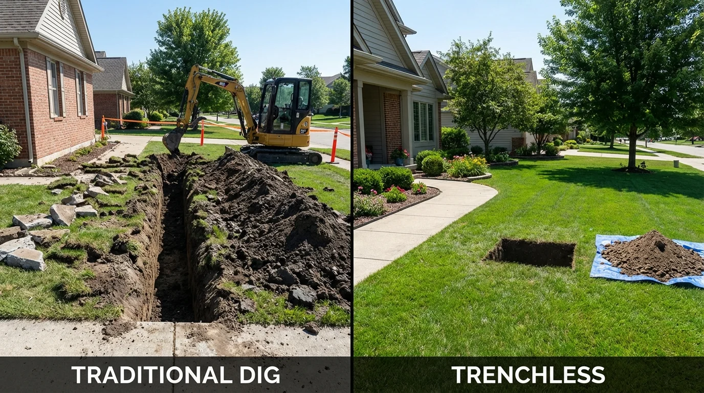 Trenchless sewer repair with minimal yard damage versus traditional excavation in Port Orange, FL